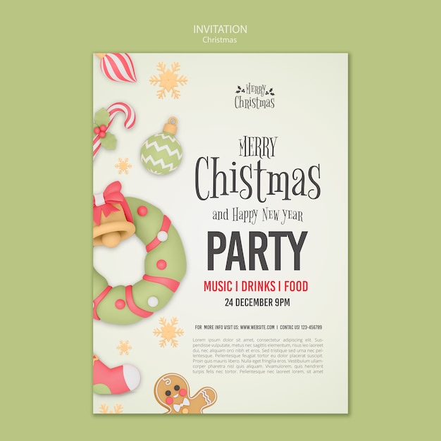 Free PSD flat design christmas template