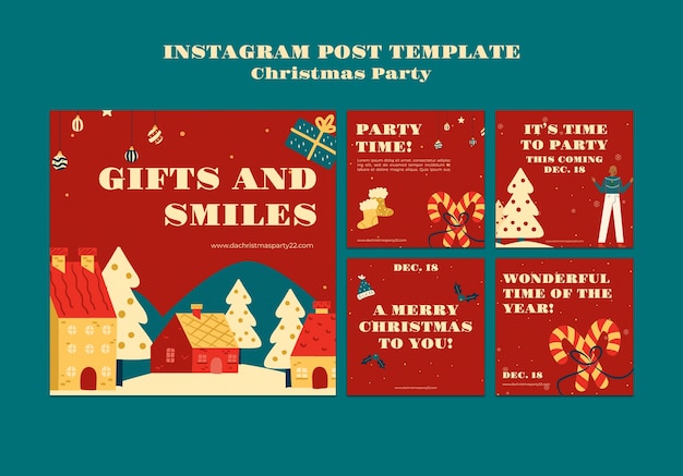 Free PSD flat design christmas template