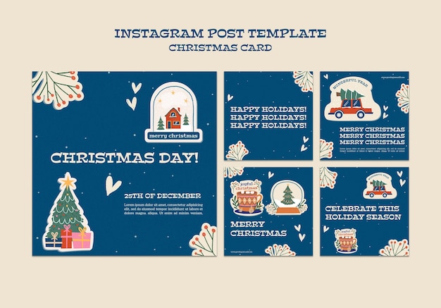 Free PSD flat design christmas template