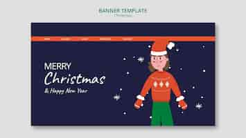 Free PSD flat design christmas template