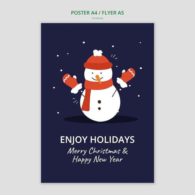 Free PSD flat design christmas template