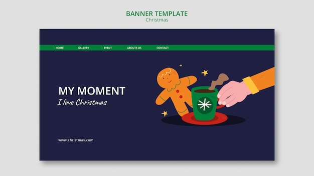 Free PSD flat design christmas template