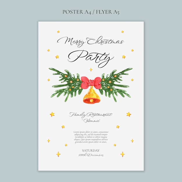 Free PSD flat design christmas template