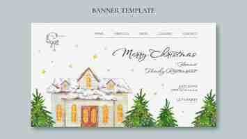 Free PSD flat design christmas template