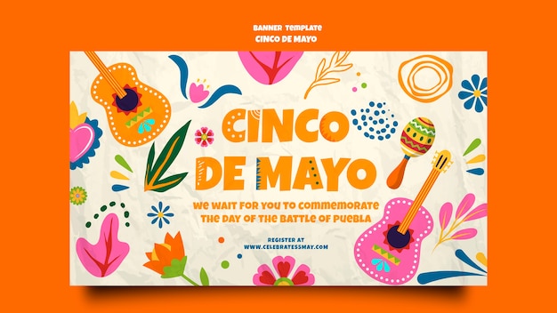 Flat design cinco de mayo banner template