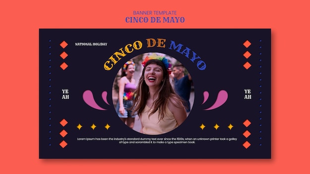 Free PSD flat design cinco de mayo banner template