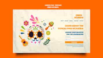 PSD gratuito modello di pagina di destinazione cinco de mayo dal design piatto