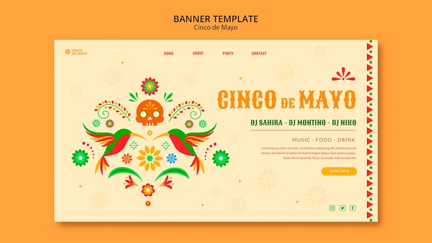 PSD gratuito pagina di destinazione del design piatto cinco de mayo