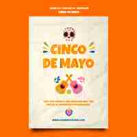 무료 PSD 평면 디자인 cinco de mayo 포스터 템플릿