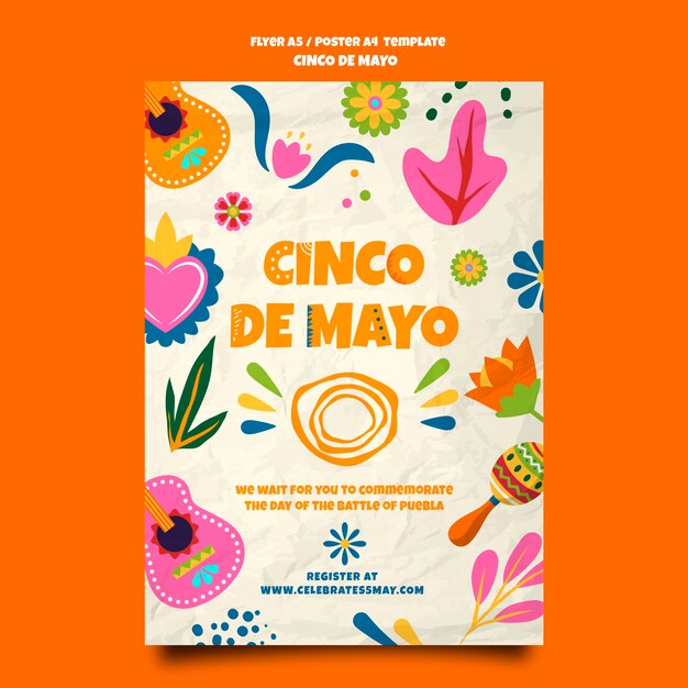 flat design cinco de mayo poster template