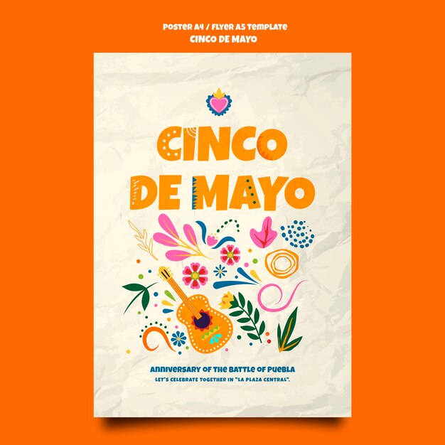 flat design cinco de mayo poster template
