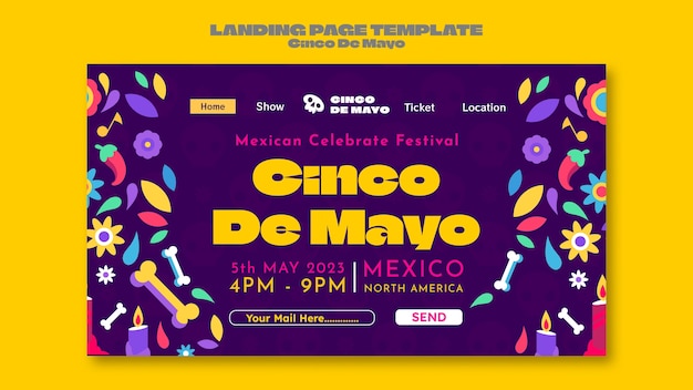 PSD gratuito modello di design piatto cinco de mayo