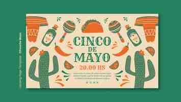 PSD gratuito modello di design piatto cinco de mayo