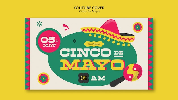 Free PSD flat design cinco de mayo template