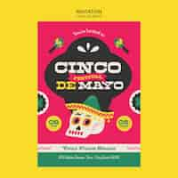 PSD gratuito modello di design piatto cinco de mayo