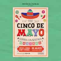 PSD gratuito modello di design piatto cinco de mayo