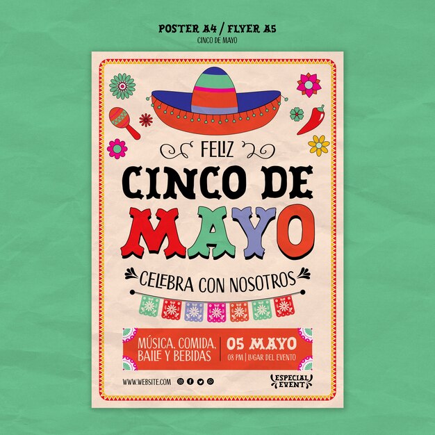 flat design cinco de mayo template