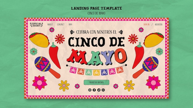 Free PSD flat design cinco de mayo template