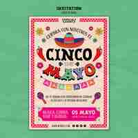 PSD gratuito modello di design piatto cinco de mayo