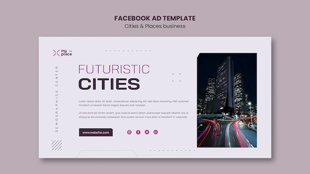 Free PSD flat design cities and places template