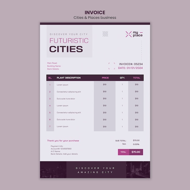 Modello di città e luoghi dal design piatto