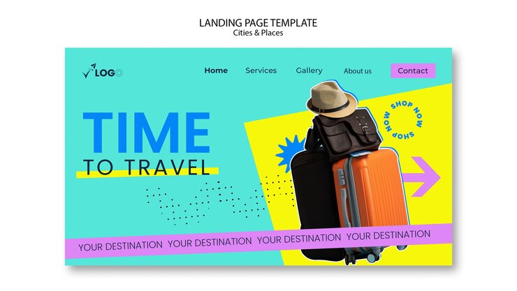Free PSD flat design cities and places template