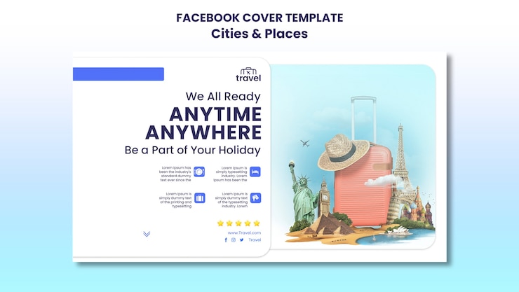 Free PSD flat design cities and places template