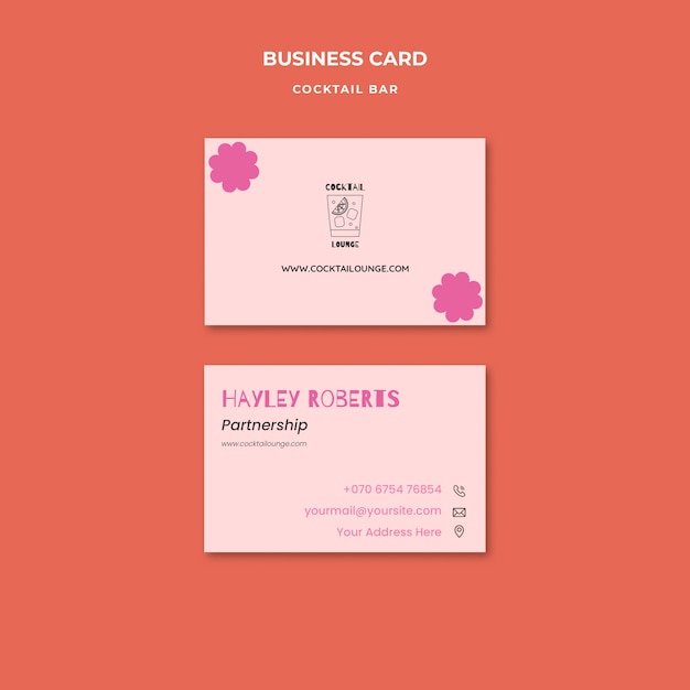 Flat design cocktail bar business card