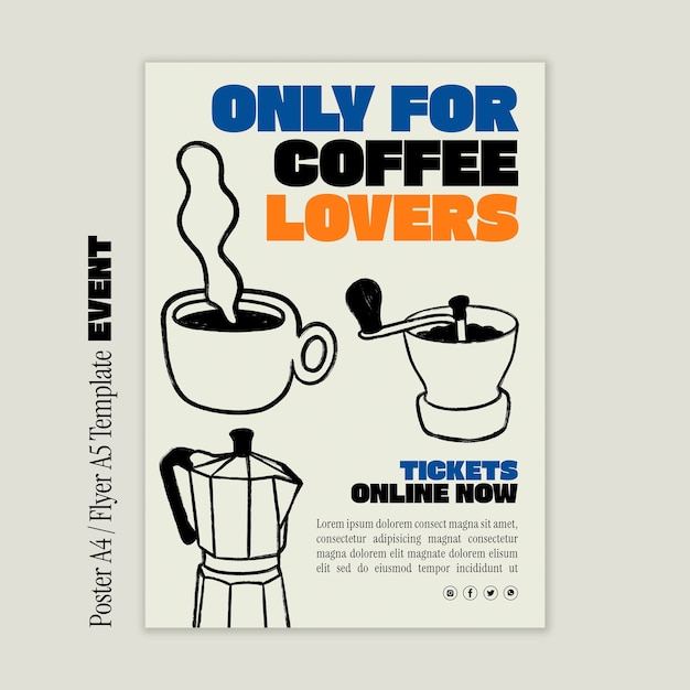 Free PSD flat design coffee even template