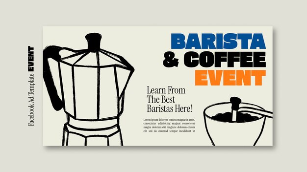 フラットなデザインのコーヒー偶数テンプレート