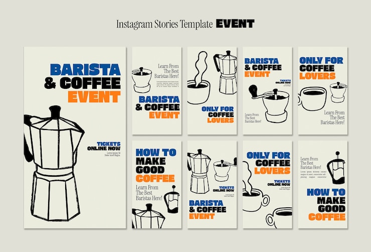 Free PSD flat design coffee even template