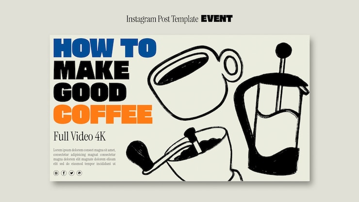 Free PSD flat design coffee even template