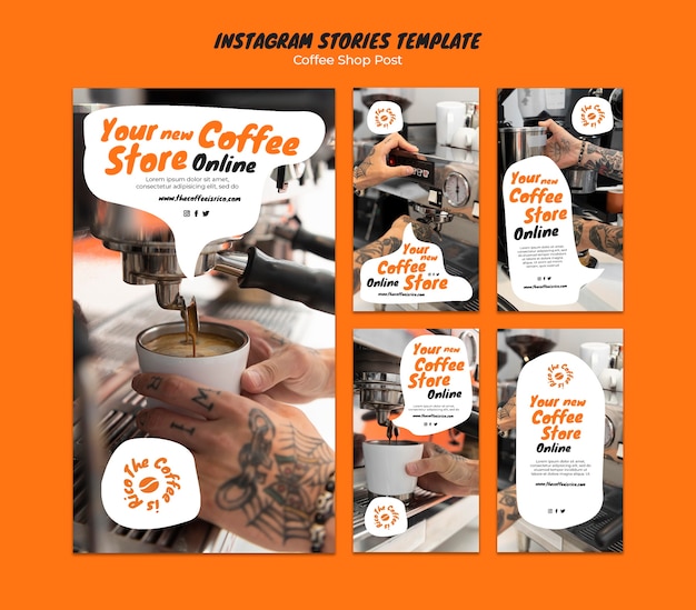 PSD gratuito modello di caffetteria design piatto