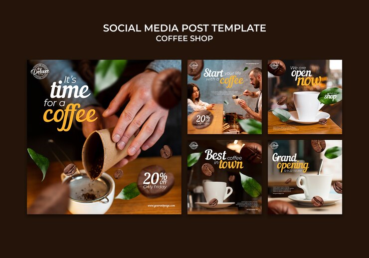 Free PSD flat design coffee shop template