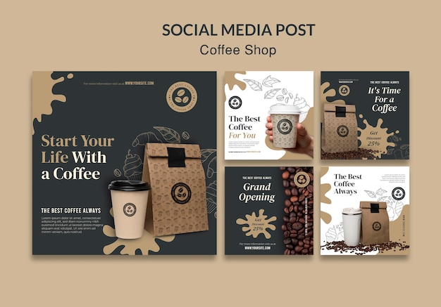 PSD gratuito modello di caffetteria design piatto