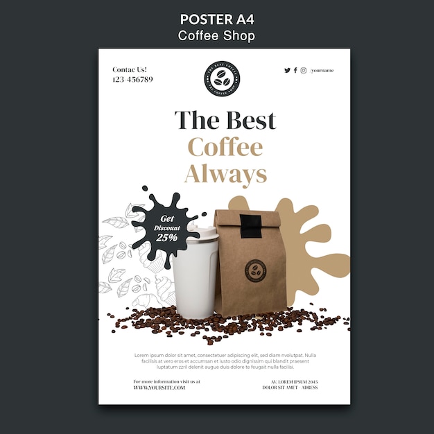 Flat design coffee shop template