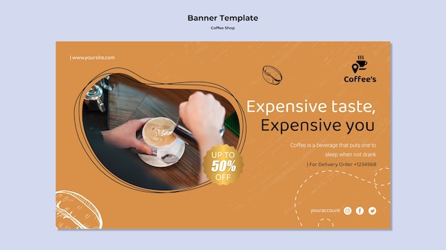 Free PSD flat design coffee shop template