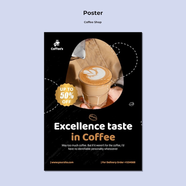 PSD gratuito modello di caffetteria design piatto