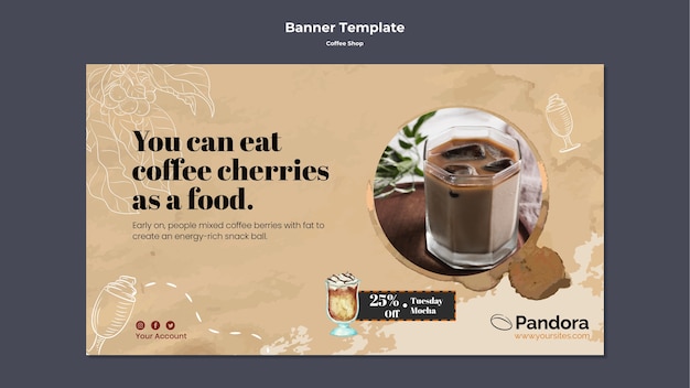 PSD gratuito modello di caffetteria design piatto