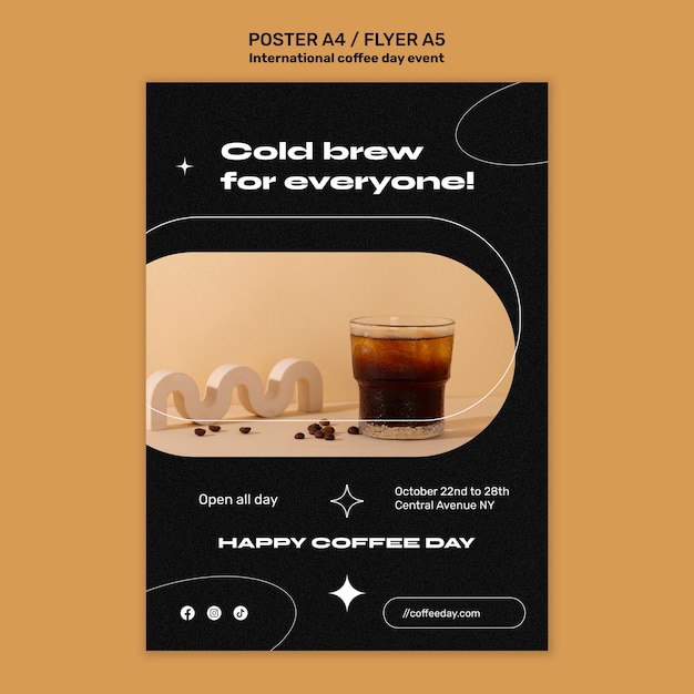 PSD gratuito modello di caffetteria design piatto