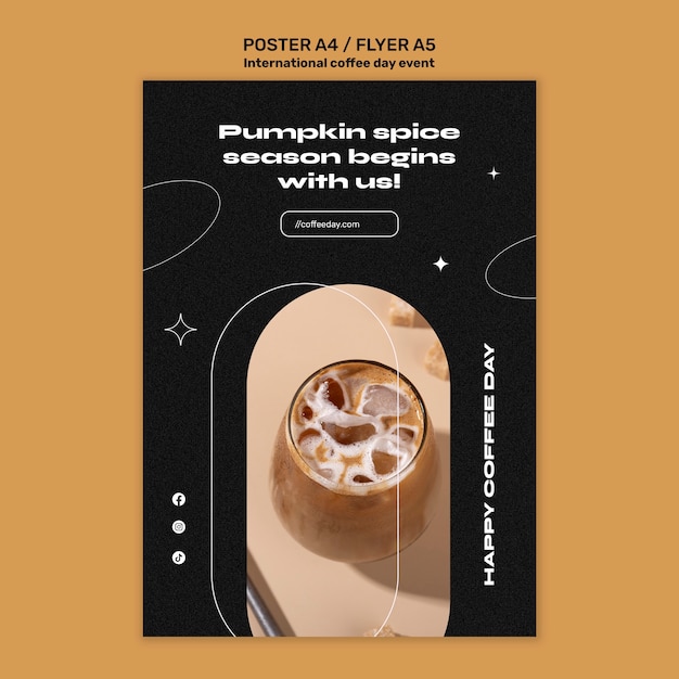 PSD gratuito modello di caffetteria design piatto