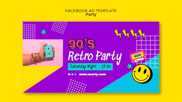 Free PSD flat design colorful party facebook ad template