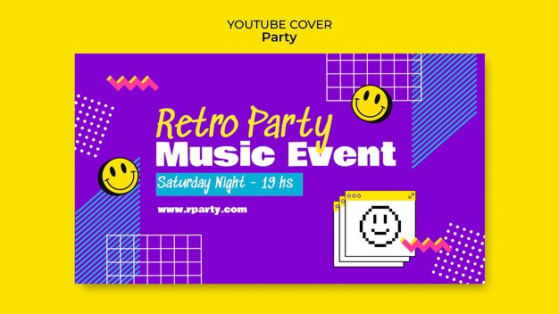 Flat design colorful party youtube thumbnail template