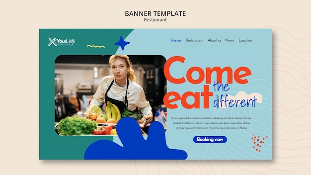 PSD gratuito modello di ristorante colorato design piatto