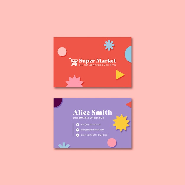 Free PSD flat design colorful supermarket template