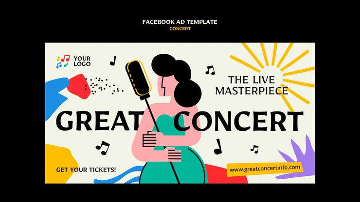 無料PSD フラットなデザインのコンサートfacebookテンプレート