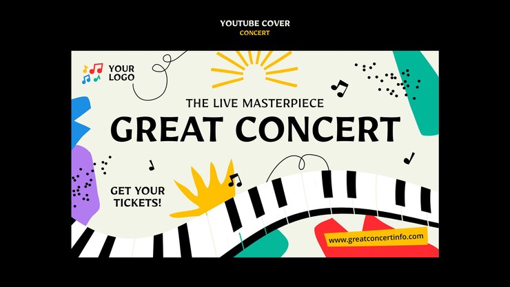 Free PSD flat design concert youtube cover