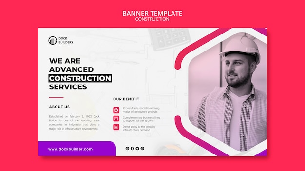 Free PSD flat design construction business template