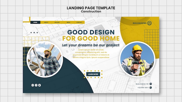 Flat design construction template