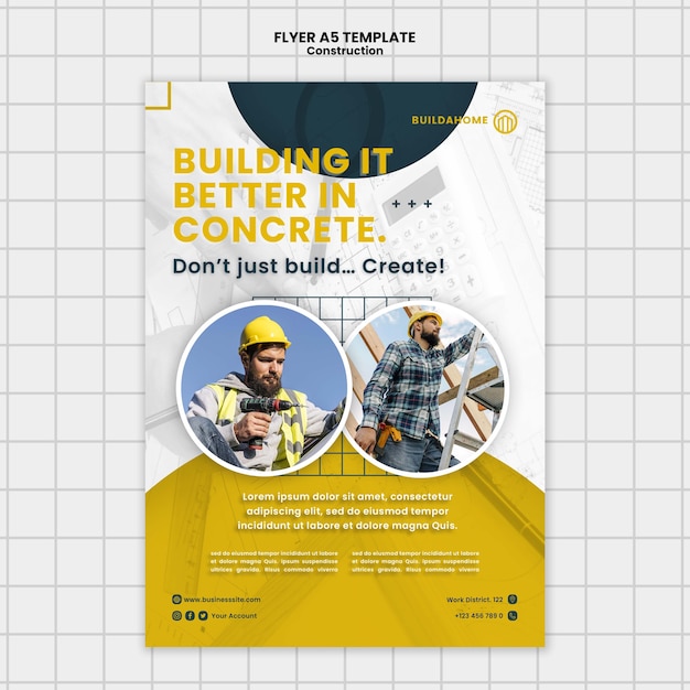 Flat design construction template